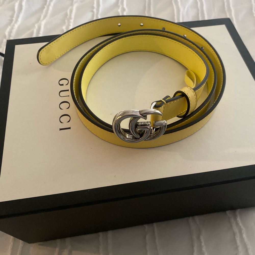 Gucci Yellow Leather Belt with Silver Buckle